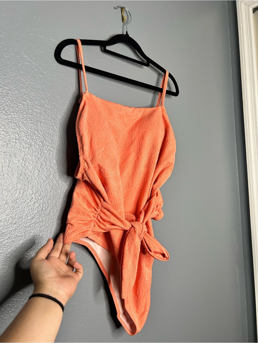Woman’s Coral One-Piece Sexy Beach  bathing suit Swimsuit Front Tie Cheeky XL